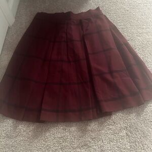 Banana Republic Burgundy Plaid A-Line Skirt